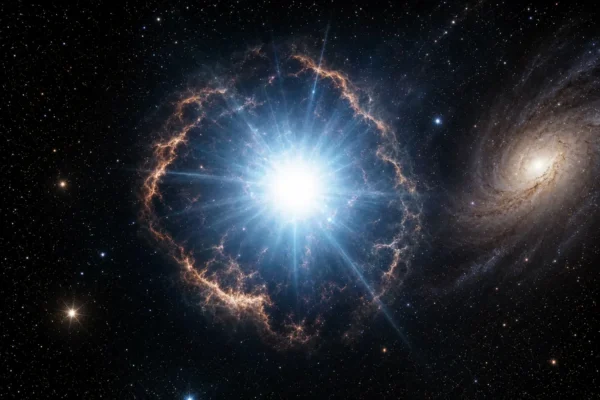 Una supernova brillante in una galassia a spirale