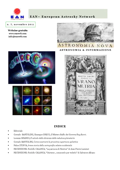 Copertina di Astronomia Nova numero 7, Novembre 2011